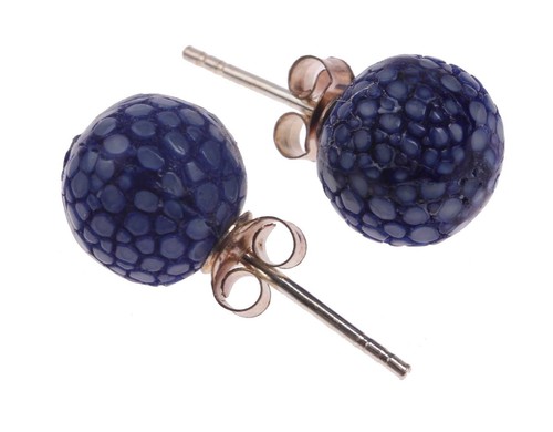 Rochenleder ohrringe cobalt - rochenleder,