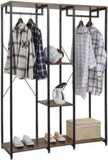 Kleiderständer Wäscheständer Kleiderschrank Schuhregal mit Ablage Holz 0048wdrA1