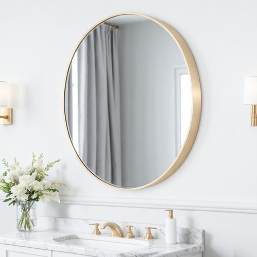 Spiegel rund 40cm - spiegel, gold