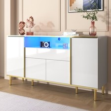 LED Sideboard Schrank Kommode Anrichte mit Schubladen Hochglanz Beistellschrank