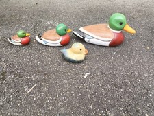 3 Keramik Ton Deko Enten Ente - Stockente - Entenfamilie plus 1 Küken