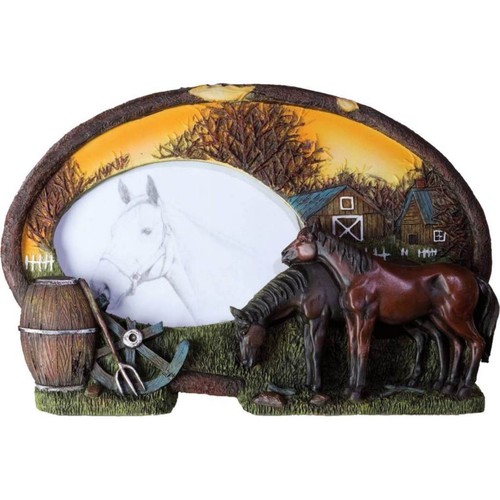 Bilderrahmen oval mit pferde - bilderrahmen,