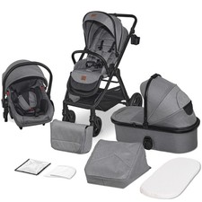 BRONEA® ELEGANCE 3-in-1 Kombi-Kinderwagen – Babywanne, Buggy & Auto-Babyschale |