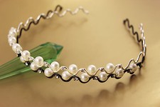 Haarreif Haarreifen Tiara Diadem Perlen Strass Haarschmuck A217