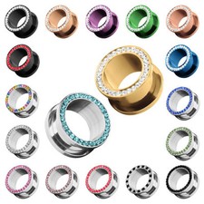 Flesh Ohr Tunnel Schraub Plug Piercing Zirkonia Kristall Screw Fit Ohrstecker