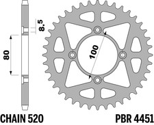 PBR-Kettenrad in Ergal für