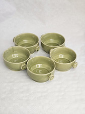 RUSALKA TORGAU DDR 5 SUPPENSCHALEN mit HENKEL GRÜN vintage