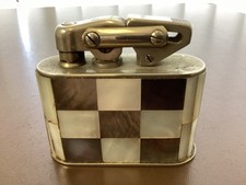 KW Karl Wieden - Großes Art Deco Benzin Tischfeuerzeug Perlmutt Antik