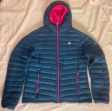 Dare 2B Damen Daunenjacke EU40 L Blau/Pink Kapuze iLoft Down 600 Warm Leicht