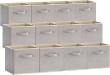 Lifewit 12x Faltbox Stoff 26,5x26,5x28cm Hellgrau, Aufbewahrungsbox Würfelregal