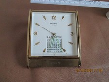 Helveco Kalenderuhr mit Wecker, Tischuhr, Schweiz, 7 Jevels um 1950