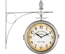 Wand Uhr Design Wohnzimmer Deko Retro Küchenuhr Analog Vintage Bahnhof Silber