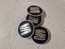 4x Naben Felgen Deckel Kappen Original SEAT 5F0601171 56mm schwarz/chrom