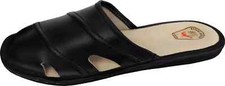 Hausschuhe Latschen Schlappen Bequeme G.45, Echt Glattlerder Schwarz *2-te Wahl*