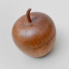 Apfel Dose Holzdose Deckeldose 70er Jahre Holz Eiche