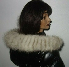 Polarfuchs Pelz Jacke Fell Kapuze Besatz Echt Fellkragen Blaufuchs Pelzkragen 75