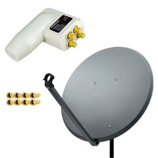 PremiumX Satelliten Anlage 100cm SAT Schüssel Aluminium Spiegel Antenne Quad LNB