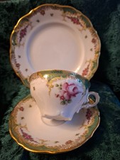 3 teilige Sammeltasse, Winterling Röslau Bavaria 3**, Rose, grün /gold, selten