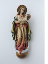 ALTE WANDFIGUR MONDSICHEL  MADONNA FIGUR GIPS FARBIG GEFASST PRESSMARKE