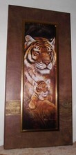 Ruane Manning: Wand Bild mit Rahmen Tiger Mama + Baby Raubkatze