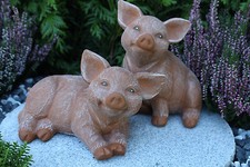 Steinfigur Schwein 2er Set