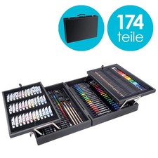 Malkoffer 174 teiliges Deluxe Set Holz Staffelei Künstler Malset Zeichenkoffer