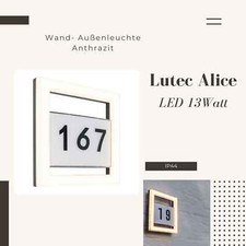 Außenlampe Lutec Alice LED Wandleuchte Hausnummer Lampe 13W Wandlampe Anthrazit