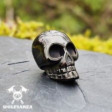 1 x Edelstahl Skull groß Totenkopf Beads Paracord Lanyard Schwarz Edc 6 mm Loch