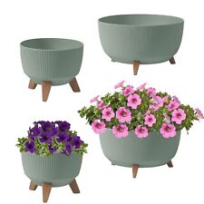 Blumentopf mit Füßen Schale Übertopf Kräutertopf inkl. Einsatz Blumen Grün