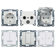 Hager Lumina weiẞ Modul-Einsätze Steckdosen Netzwerk RTV SAT Schalter Taster LED