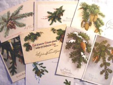 Postkarte Ansichtskarte Kleinformat vor 1945 Neujahr Weihnachten alt Tannen