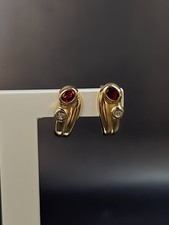 Ohrstecker 585 Gold mit Diamant Granat in  14 Kt Gelbgold Ohr Schmuck Gr 1,80 ?