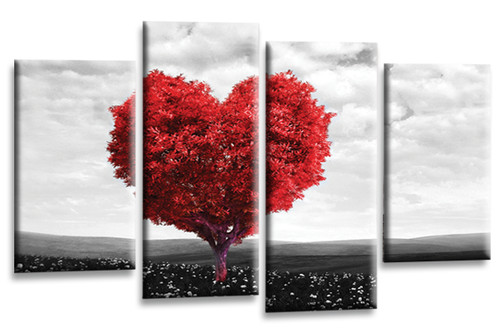 Blumen wandbild rot herz - rot,
