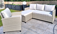 Poly Rattan Sitzgarnitur  Gartenmöbel Lounge Sitzgruppe grau wie neu NP 450,00 €