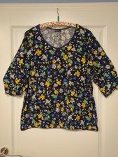 Laura Torelli Damen Shirtbluse XL, Blumendesign,  angenehme Viskose