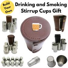 Trink- und Rauchsteigbügelbecher nummeriert im Lederetui
