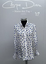 Hugo Boss Bluse Seide Seidenbluse weiß blaue Augen Gr. 38 wie NEU