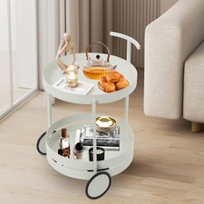 Lagerwagen Servierwagen Lagerwagen Mit Rädern 2-stufige Aufbewahrungswagen Weiß