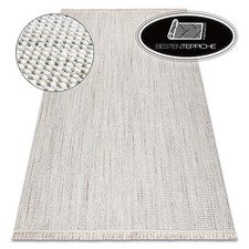 Moderne flach gewebt Teppiche NANO Melange Schlinge weiß grau Strukturteppiche