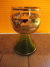 Bad Steben, Souvenir Römer, Schnaps, Glas, vergoldet, geschliffen, grüner Fuß