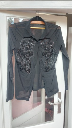 Bluse oberteil mesh - m, 38