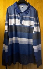 Hemd Shirt Polohemd langarm Übergröße Gr 6XL neu Freizeit Sport Blau Gestreift