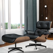 Vintage Lounge Chair und Ottoman Set Drehbarer Sessel Clubsessel Echt leder