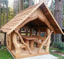 Gartenhütte - Baumstamm Pavillon - Gartenlaube. Urig und Einzigartig.