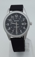 Biden Herrenuhr,Fliegeruhr,Datumsanzeige,Leuchtzeiger,Silikonband,die Uhr läuft,