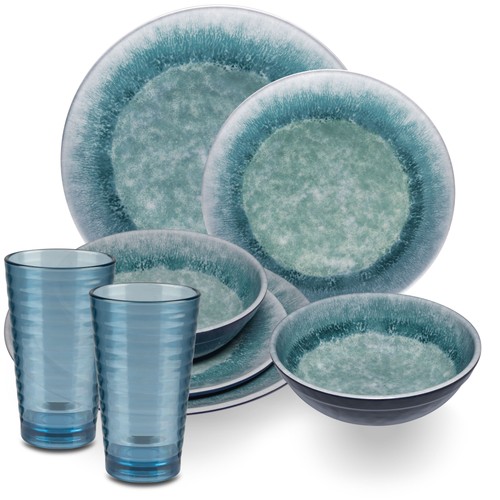 Melamin geschirr set - set, blau