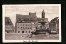 Freiberg i. Sa., Obermarkt mit Denkmal, Ansichtskarte 
