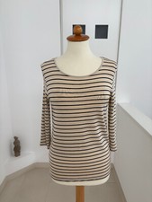 DINOMODA 3/4-Arm Shirt Gr. 36 Creme + Black Ringel 95% Viskose TOPZustand