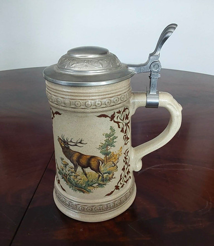Wmf bierkrug mit zinndeckel - bierkrug,
