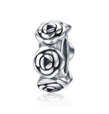 Charm Stopper Blumen 925 Silber Rosen - Anhänger Passt auch für Pandora Armband